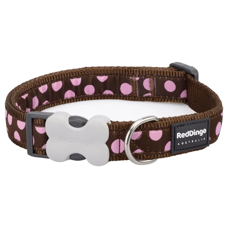 Red Dingo Spot Collar Brown and Pink
