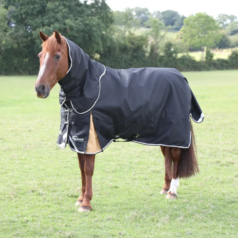 Highlander Plus 200 Turnout Rug and Neck Set BLACK-1