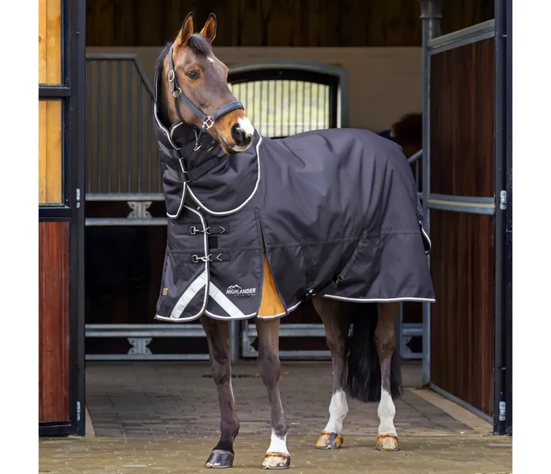 Highlander Plus 200 Turnout Rug and Neck Set BLACK