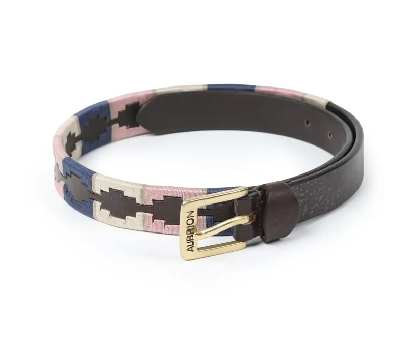 Aubrion Drover Skinny Polo Belt NAVY/PINK/NATURAL