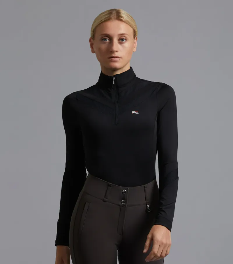 Premier Equine Arclos Ladies Technical Long Sleeve Riding Top Black
