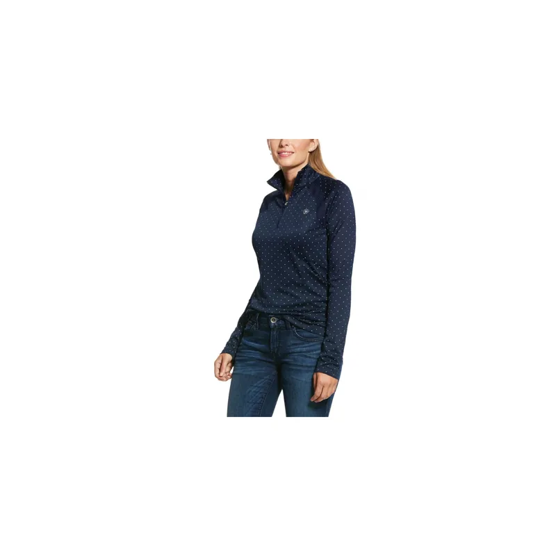 Ariat Sunstopper 1/4 Zip base layer Navy Dot -1