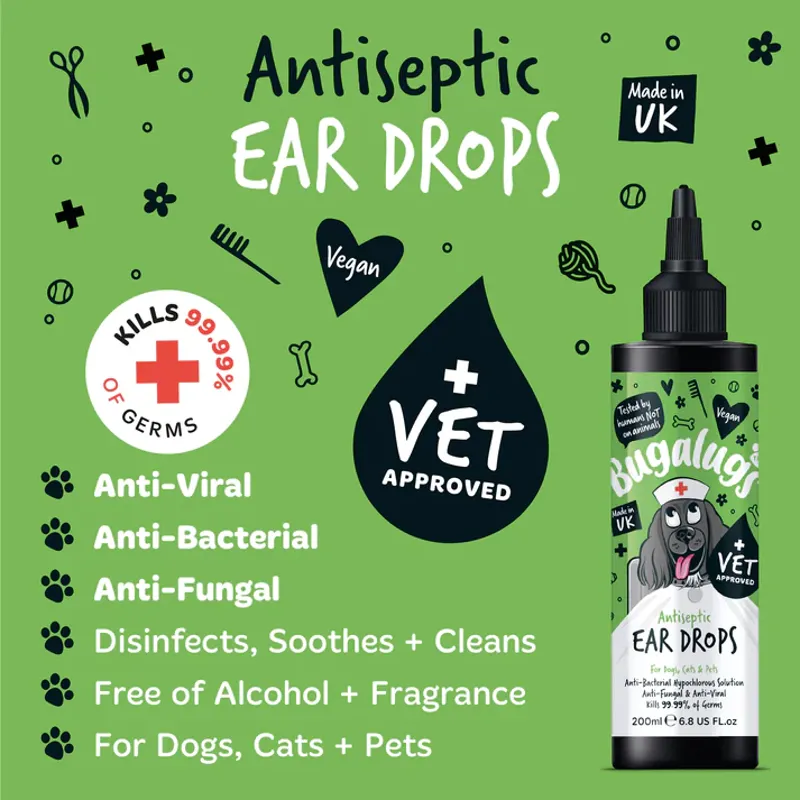 Bugalugs Antiseptic Ear Drops for Dogs Cats and Pets 200ml-4
