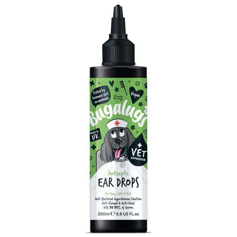 Bugalugs Antiseptic Ear Drops for Dogs Cats and Pets 200ml