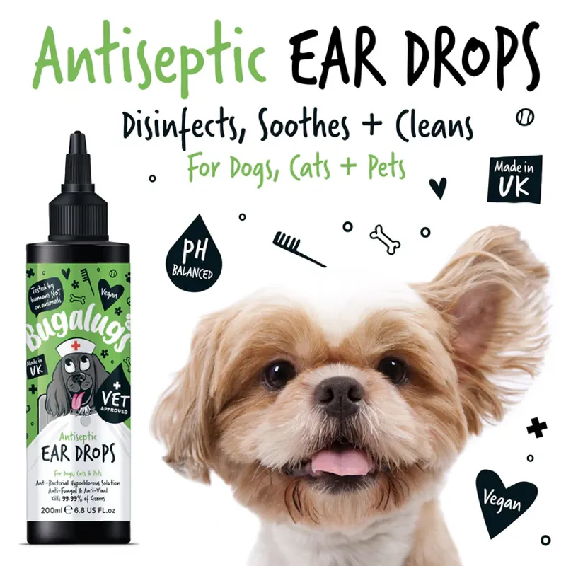 Bugalugs Antiseptic Ear Drops for Dogs Cats and Pets 200ml-9