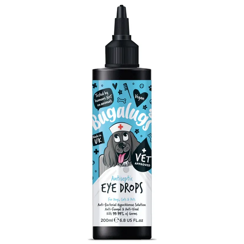 Bugalugs Antiseptic Eye Drops for Dogs Cats and Pets 200ml