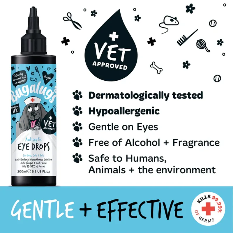 Bugalugs Antiseptic Eye Drops for Dogs Cats and Pets 200ml-4