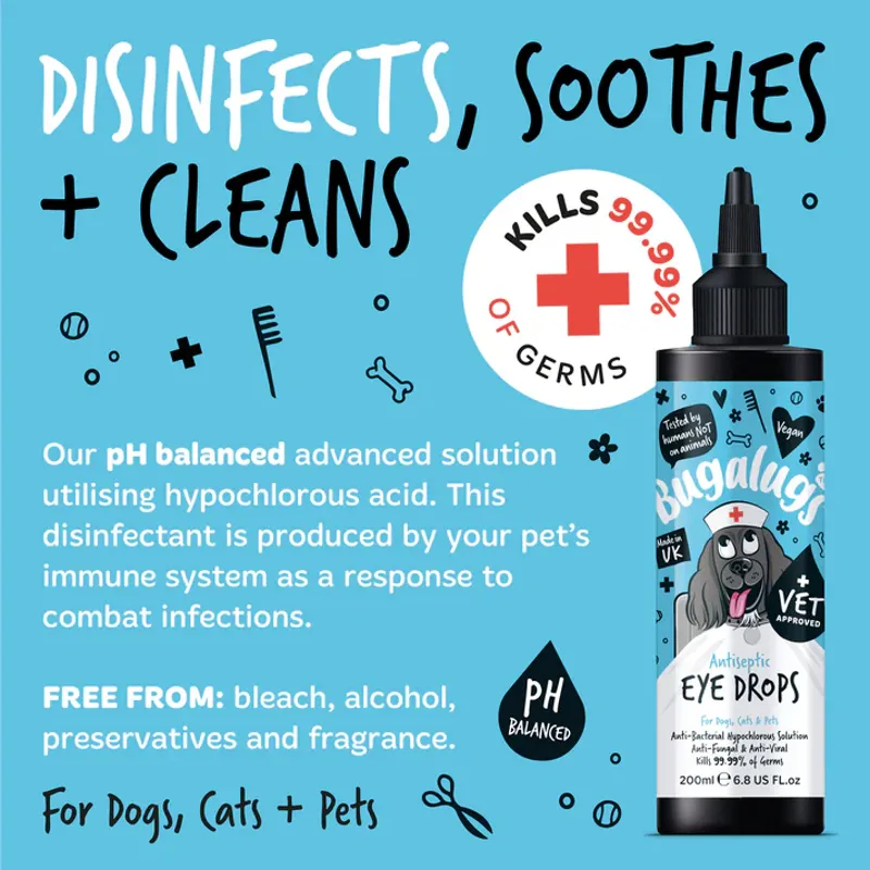 Bugalugs Antiseptic Eye Drops for Dogs Cats and Pets 200ml-5