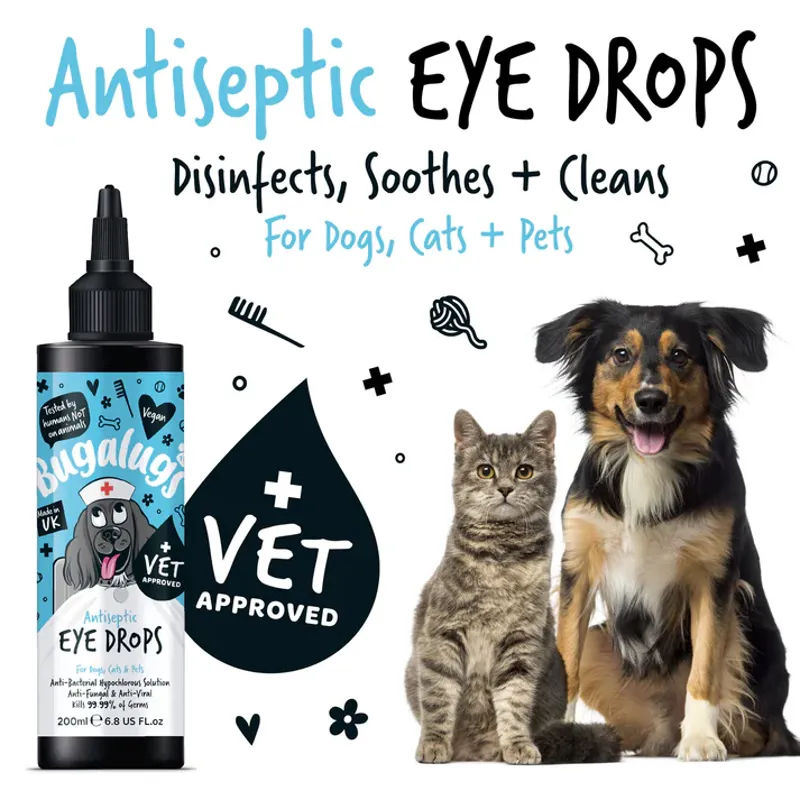Bugalugs Antiseptic Eye Drops for Dogs Cats and Pets 200ml-6