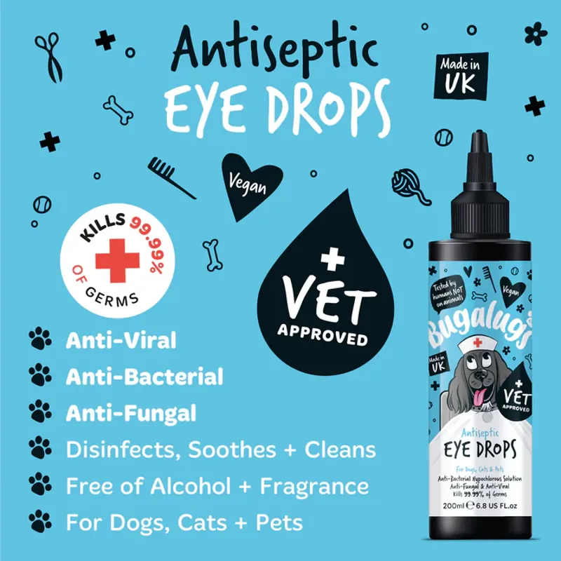 Bugalugs Antiseptic Eye Drops for Dogs Cats and Pets 200ml-7