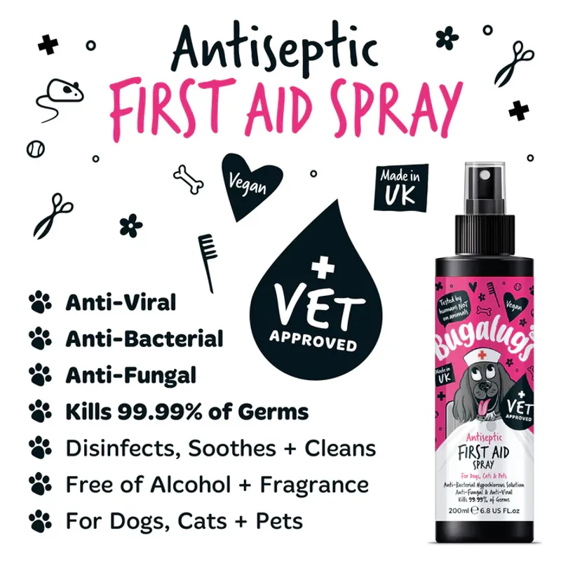 Bugalugs Antiseptic First Aid Spray for Dogs Cats and Pets 200ml-4