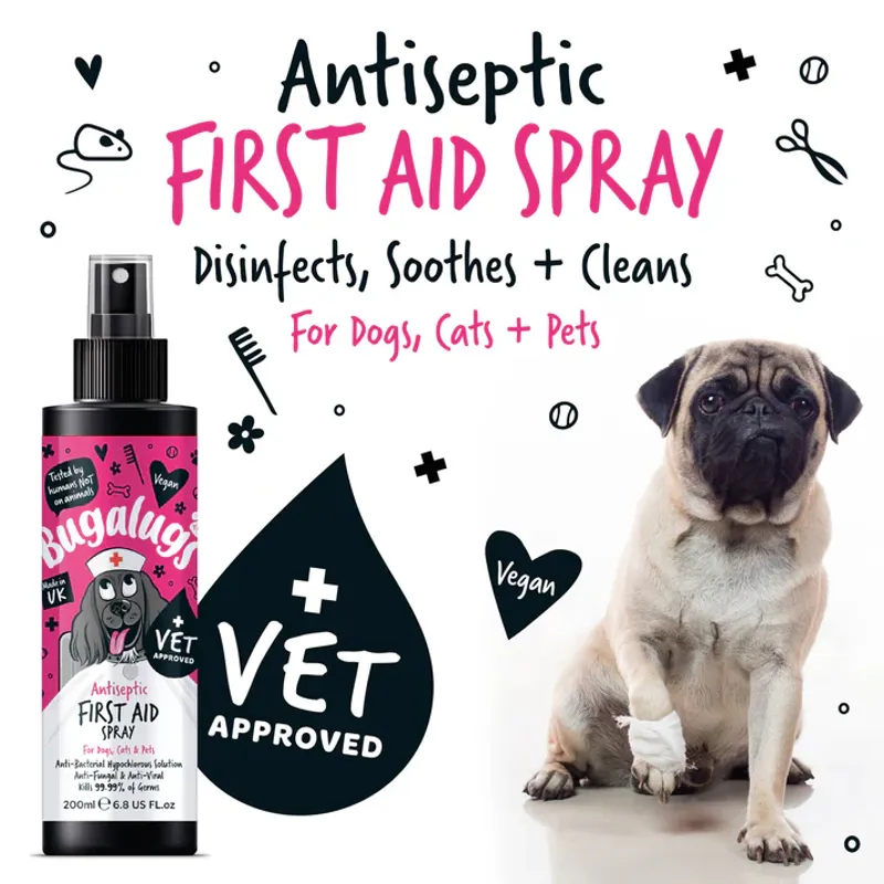 Bugalugs Antiseptic First Aid Spray for Dogs Cats and Pets 200ml-5