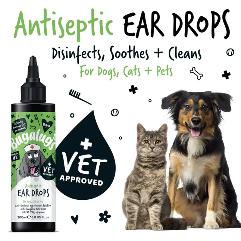 Bugalugs Antiseptic Ear Drops for Dogs Cats and Pets 200ml-3