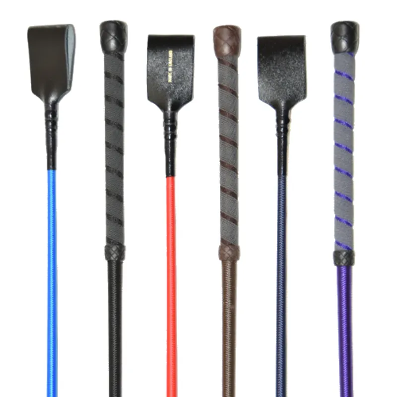 Riding Whips with Rubber Web Handle Brown 26in