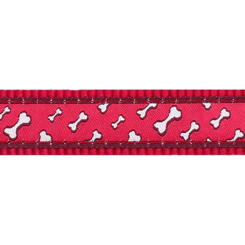 Red Dingo Dog Lead Fly Bones Red-1