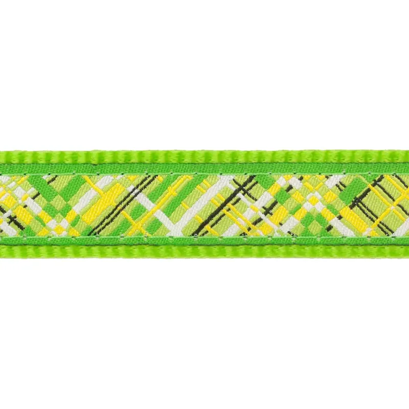 Red Dingo Dog Lead Flanno Lime Green-1