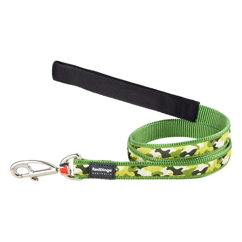 Red Dingo Dog Lead Camouflage Green