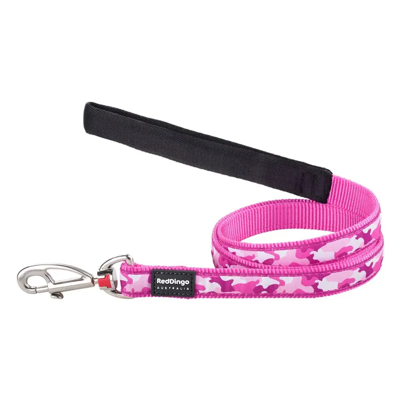 Red Dingo Dog Lead Camouflage Hot Pink