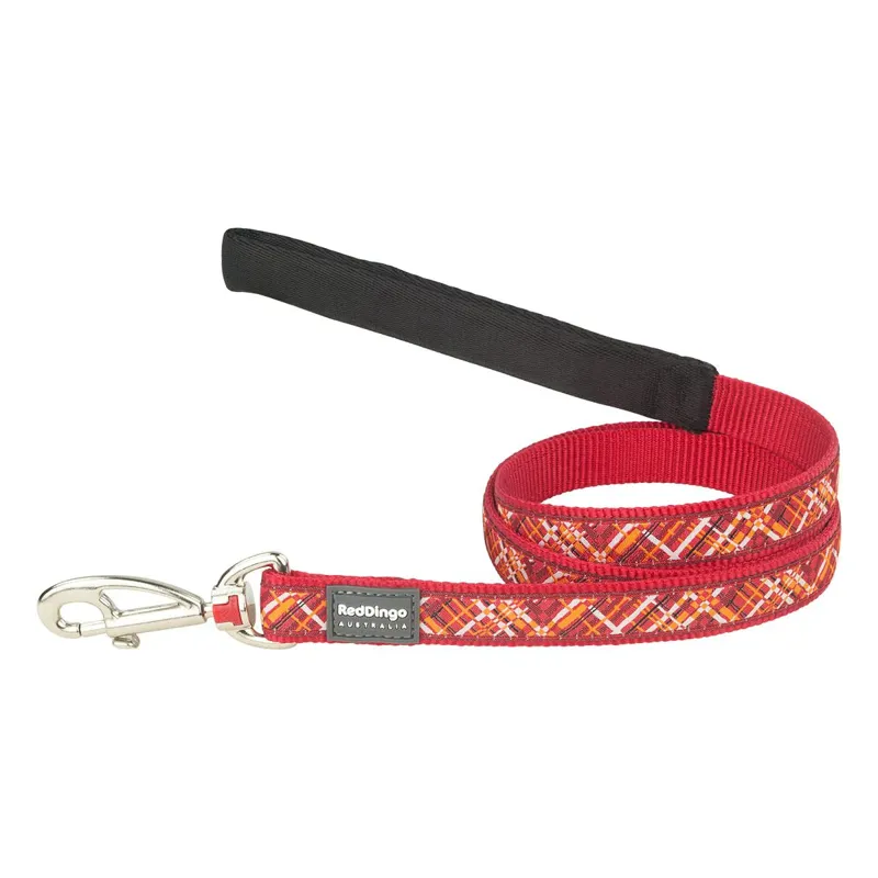 Red Dingo Dog Lead Flanno Red