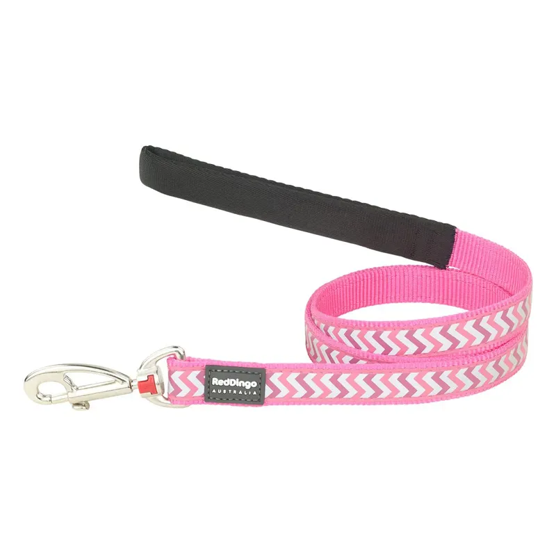 Red Dingo Dog Lead Reflective Ziggy Hot Pink Medium only