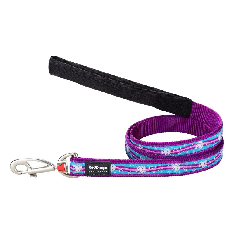 Red Dingo Dog Lead Unicorn Purple