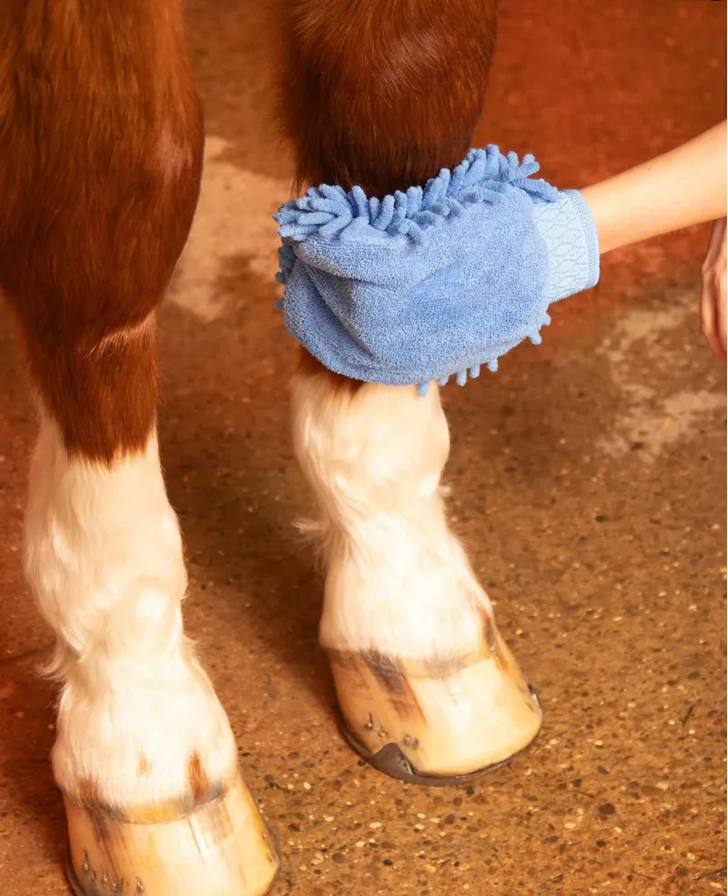 PE Microfibre Grooming Mitt Peacock Blue-1