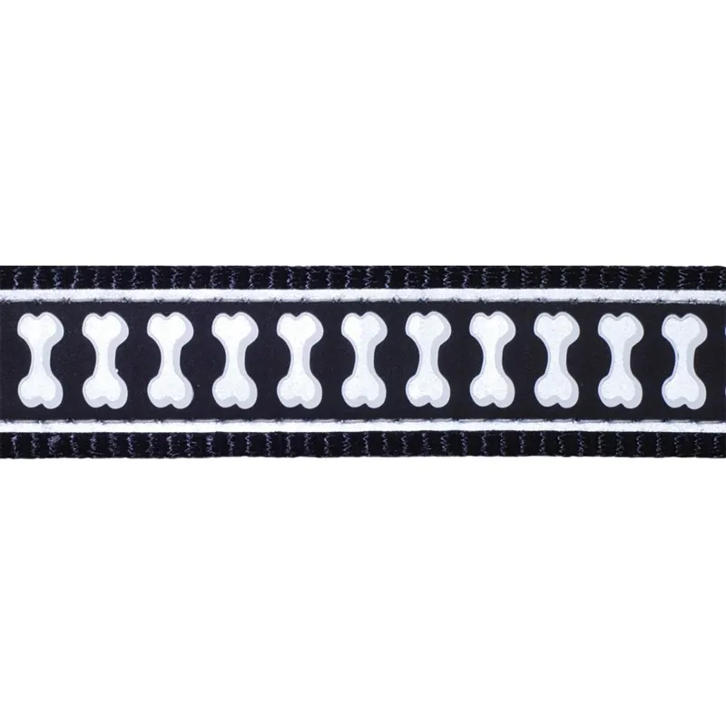 Red Dingo Dog Lead Reflective Bones Black-1