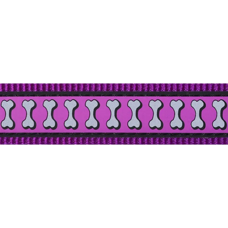 Red Dingo Dog Lead Reflective Bones Purple-1