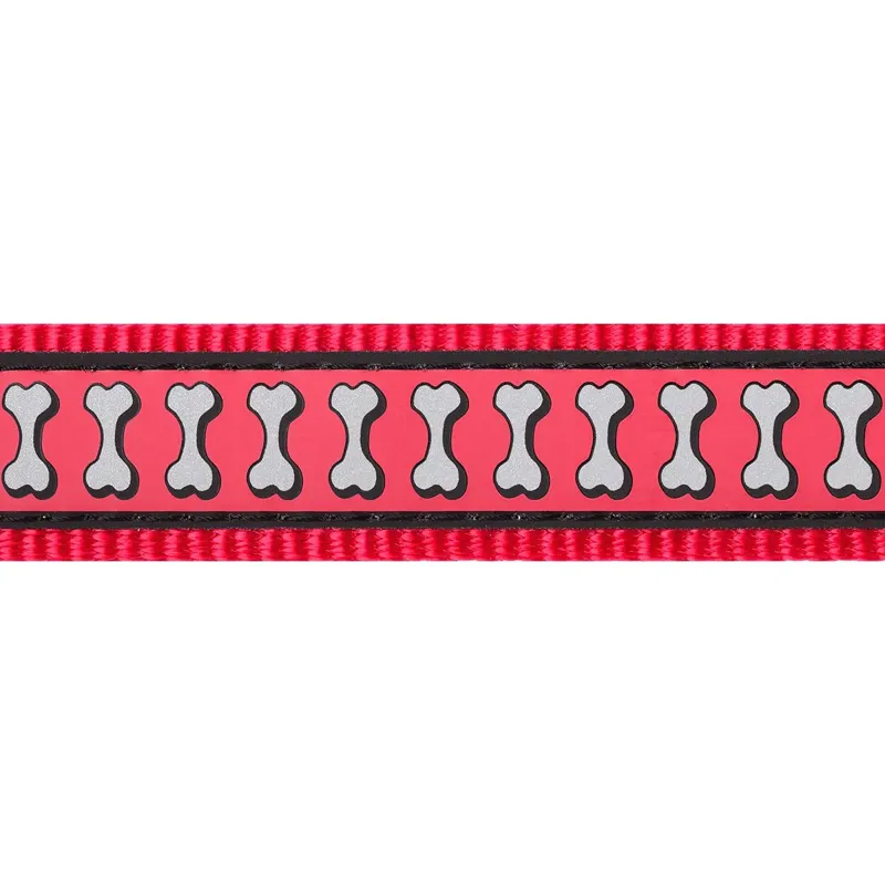 Red Dingo Dog Lead Reflective Bones Red-1