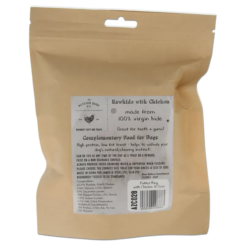 The Butcher Shop Co. 1pc Chicken Puffed Ring 100% Virgin Hide 12.5cm-1