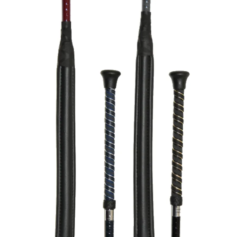 Padded Jump Whip with Gold Spiral Handle Grey 66cm-1