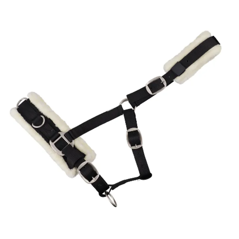 Faux Fur Lunge Cavesson Black Cob Size-2