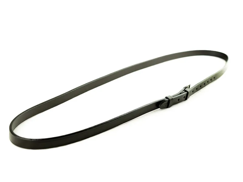 Ascot Neck Strap Plain Leather Black-1