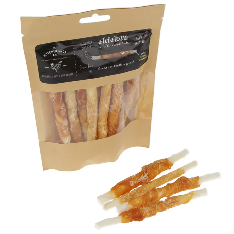 The Butcher Shop Co. White Twisted Chicken Sticks 100 Virgin Hide 12.5cm-1