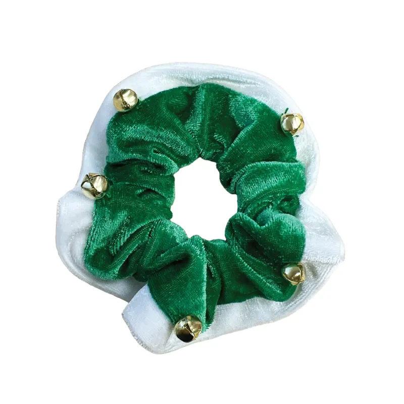 Equetech Christmas Bells Hair Scrunchie Green/white
