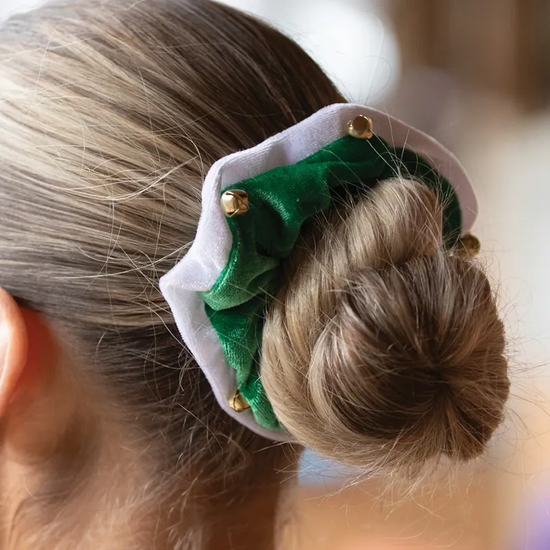 Equetech Christmas Bells Hair Scrunchie Green/white-1