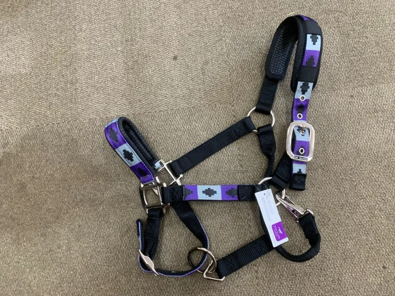 Km Elite Polo Headcollar Black Purple-1