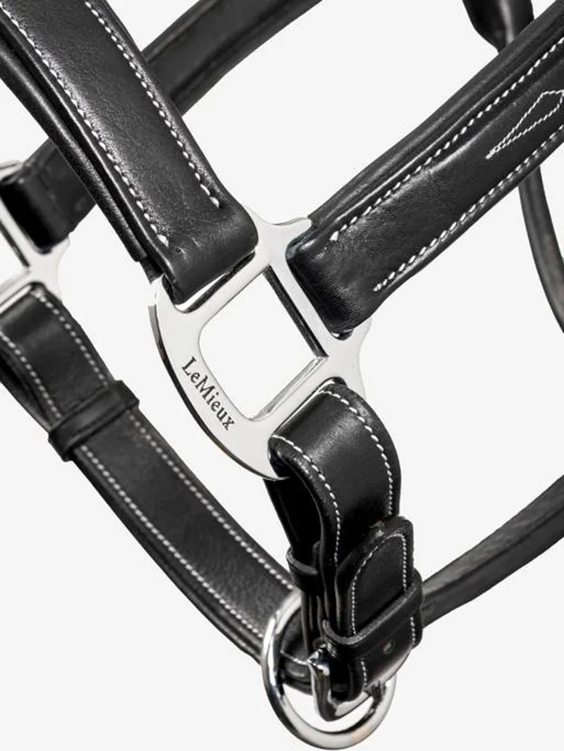 LeMieux Stitched Leather Headcollar Black-1