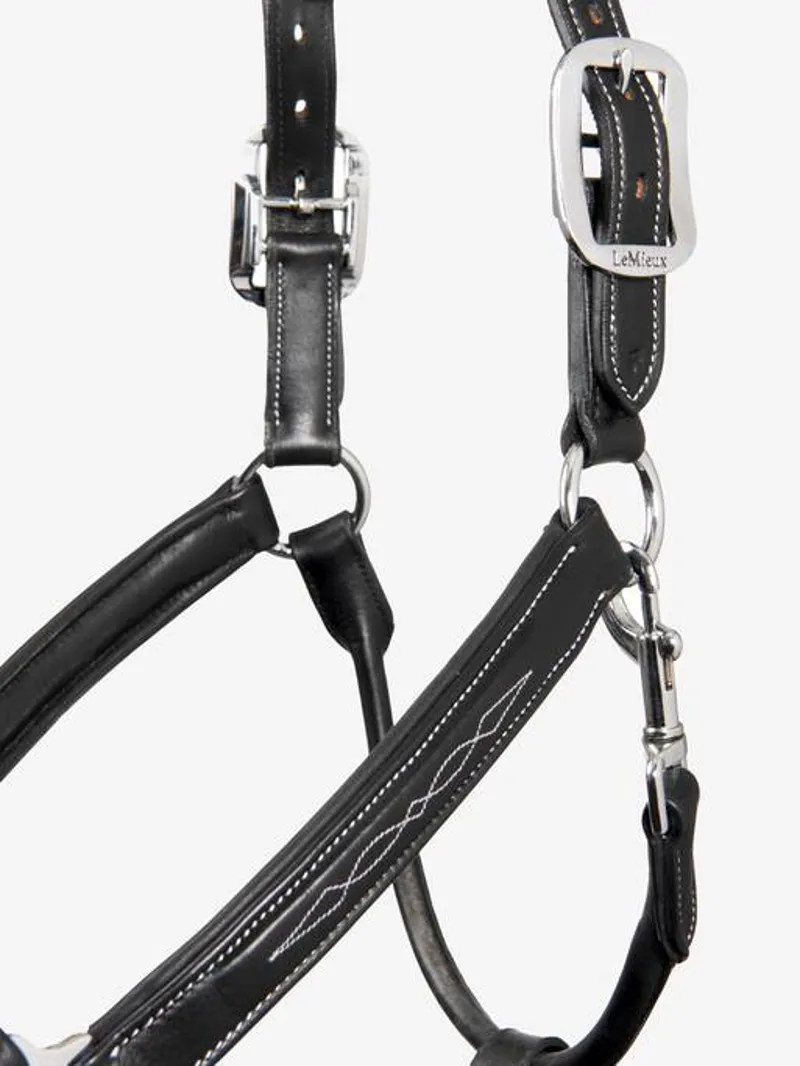 LeMieux Stitched Leather Headcollar Black-2