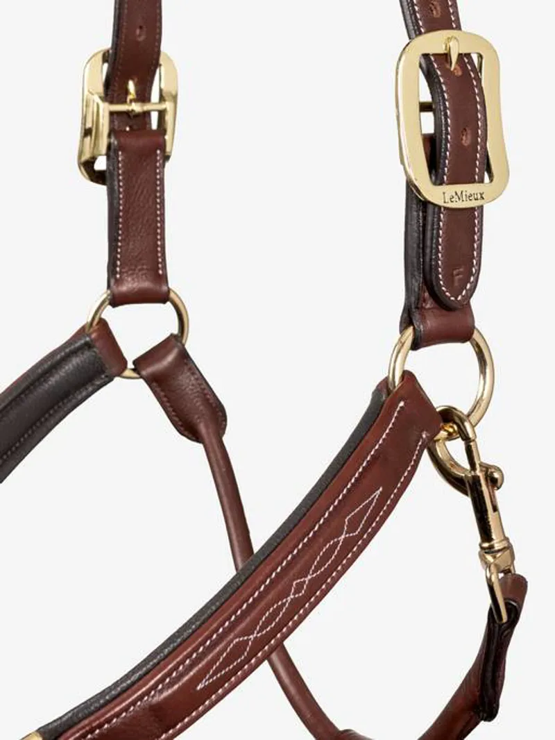 LeMieux Stitched Leather Headcollar Brown-1