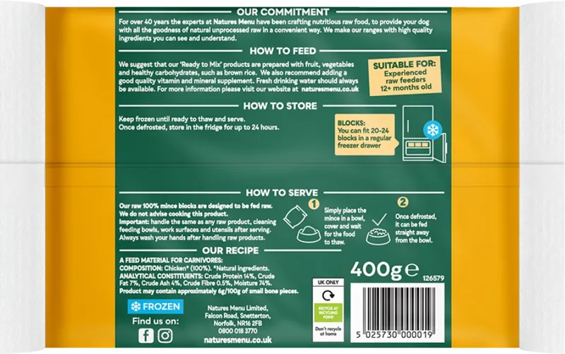 Natures Menu Frozen Mince Blocks Chicken-1