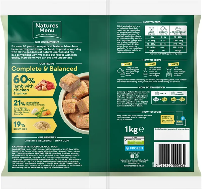 Natures Menu 60/40 Lamb Chick Salmon With Brown Rice Frozen Dog Food-1