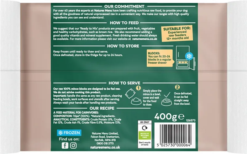 Natures Menu Frozen Mince Blocks Tripe-1