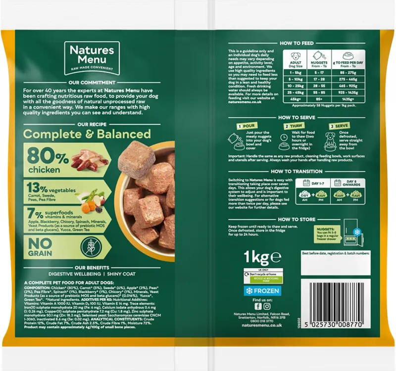 Natures Menu 80/20 Chicken With Superfoods Frozen Dog Food-1