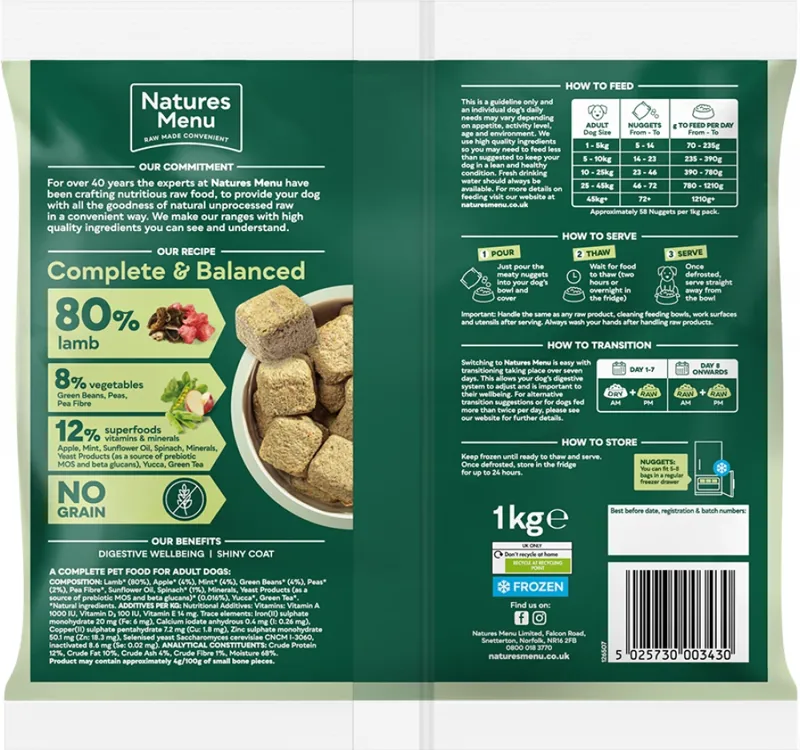 Natures Menu 80/20 Lamb with Superfoods Frozen Dog Food-1