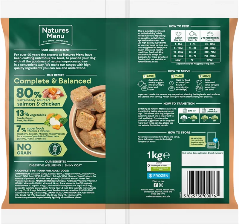 Natures Menu 80/20 Salmon and Chicken with Superfoods Frozen Dog Food-1