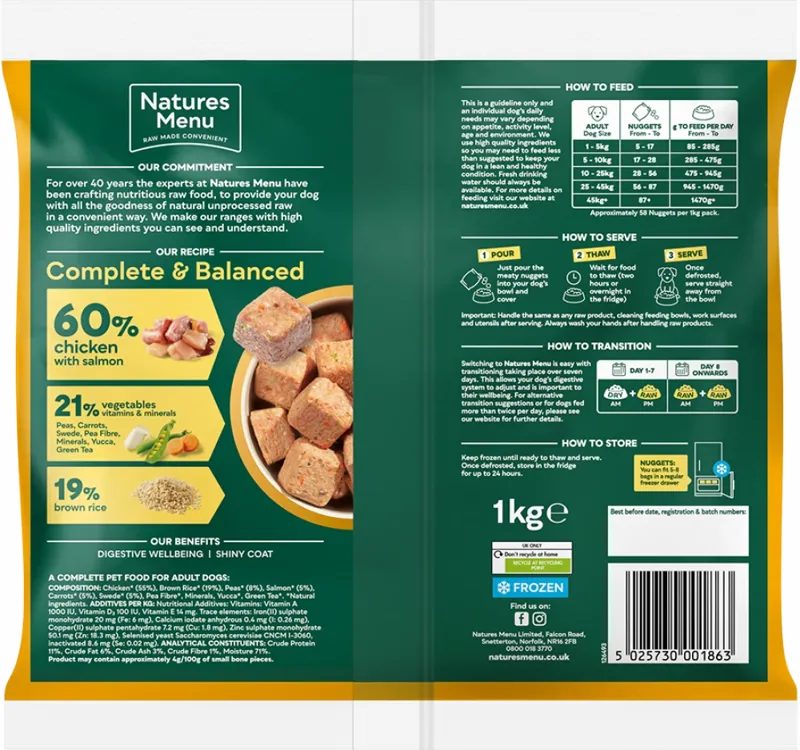 Natures Menu 60/40 Chicken with Salmon Vegetables and Brown Rice Frozen Dog Food-1