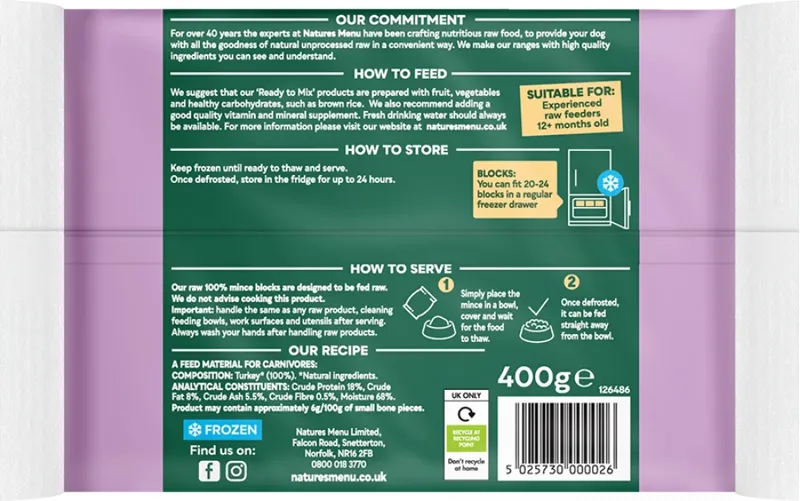 Natures Menu Frozen Mince Blocks Turkey-1