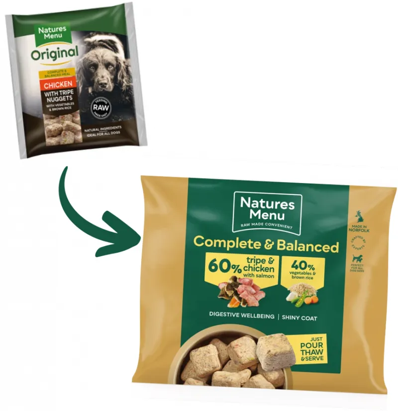 Natures Menu 60/40 Tripe Chicken and Salmon Vegetables and brown Rice Frozen Dog Food-3