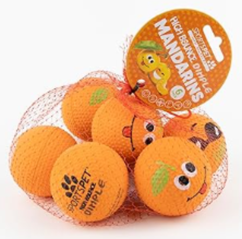 Sportspet High Bounce Dimple Mandarin Balls 6pk-1